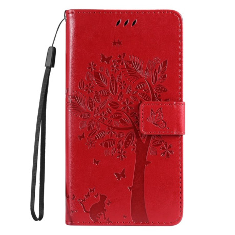 Чехол-книжка Happy Cat Pattern для iPhone 16e - красный