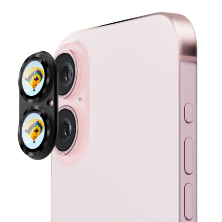 Захисне скло на камеру ENKAY 9H Anti-reflection Camera Lens Aluminium Alloy для iPhone 16/16 Plus - чорне