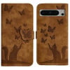 Чехол-книжка Cat Embossing Pattern на Google Pixel 8 Pro - коричневый