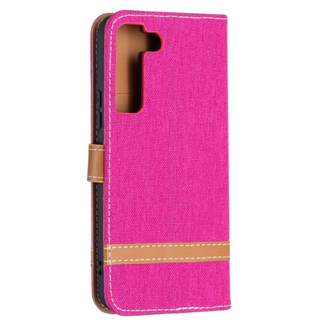 Чехол-книжка Color Matching Denim Texture на Samsung Galaxy S22 5G - пурпурно-красный