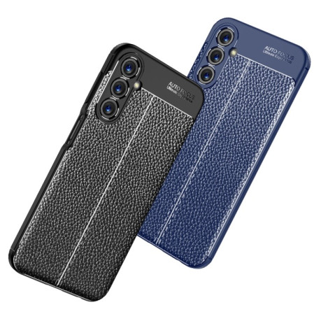 Противоударный чехол Litchi Texture на Samsung Galaxy A05s - синий