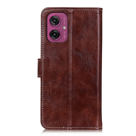 Чехол-книжка Magnetic Retro Crazy Horse Texture на Motorola Moto G55 5G - коричневый
