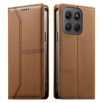 Чехол-книжка Escase из эко-кожи с магнитом и RFID на Motorola Edge 70 Pro 5G — коричневый