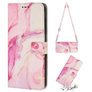 Чехол-книжка Crossbody Painted Marble для Xiaomi Redmi Note 12 Pro Speed / Poco X5 Pro 5G - розовый
