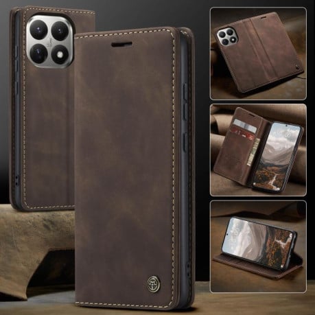 Чехол-книжка CaseMe-013 многофункциональный с кармашком на карт на Xiaomi 15T - кофейный