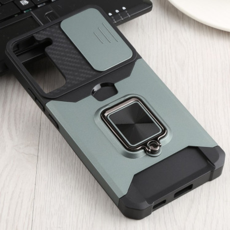 Противоударный чехол Sliding Camera Design для Samsung Galaxy S22 Plus 5G - зеленый