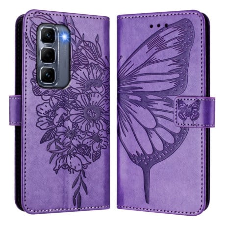 Чехол-книжка Embossed Butterfly для Infinix Hot 50 Pro+ 4G - фіолетовий