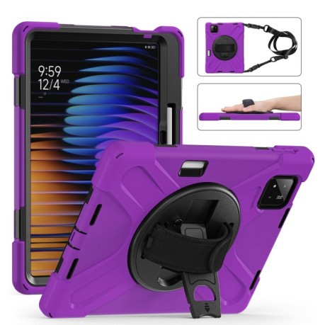 Чехол Rotatable Holder Silicone Hybrid PC для Xiaomi Pad 7 / 7 Pro - фиолетовый