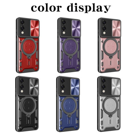Протиударний чохол CD Texture Sliding Camshield Magnetic Holder для Samsung Galaxy S25 Edge 5G - чорний
