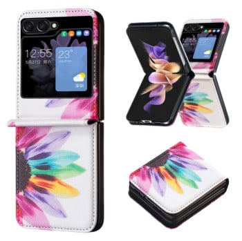 Чехол-книжка Colored Drawing Pattern Invisible для Samsung Galaxy Flip 5 - Sun Flower