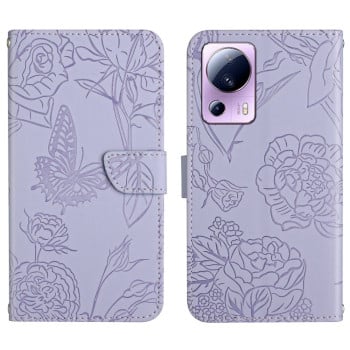 Чохол-книжка Skin Feel Butterfly Embossed для Xiaomi 13 Lite - фіолетовий