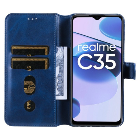 Чехол-книжка Classic Calf Texture для Realme C35 - синий