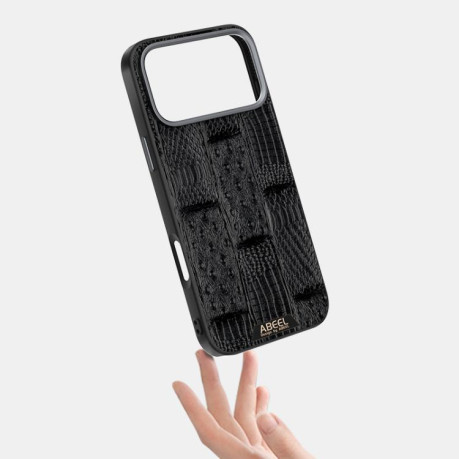 Ультратонкий чехол ABEEL Beast Pattern 6D Micro-Embossed MagSafe Genuine Leather на iPhone 17 Pro - зеленый