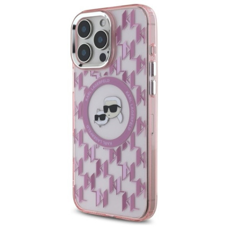 Оригінальний чохол Karl Lagerfeld IML Monogram Karl &amp; Choupette Head MagSafe для iPhone 16 Pro - Pink