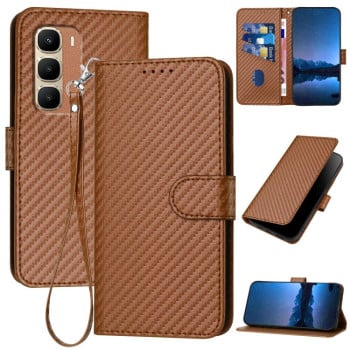 Чехол-книжка Carbon Fiber Texture на Infinix Hot 70 5G — кофейный