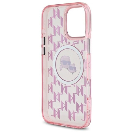 Оригінальний чохол Karl Lagerfeld IML Monogram Karl &amp; Choupette Head MagSafe для iPhone 16 Pro - Pink