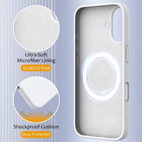 Силиконовый чехол Shockproof Silicone Magsafe для iPhone 16 Plus - белый