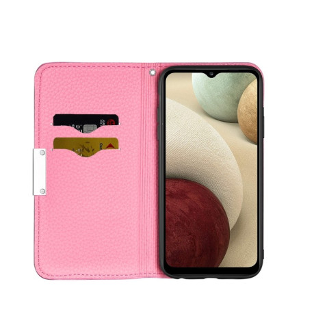 Чехол-книжка Litchi Texture Solid Color на Samsung Galaxy M32/A22 4G - розовый
