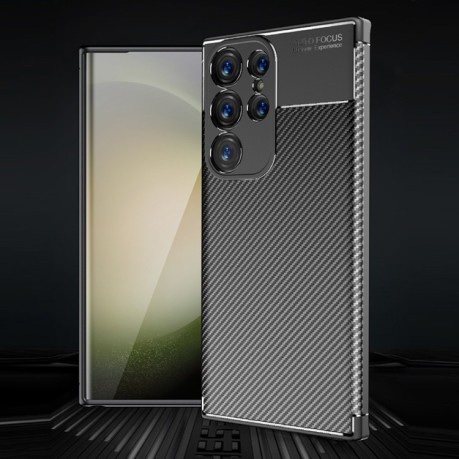 Ударозащитный чехол HMC Carbon Fiber Texture на Samsung Galaxy S24 Ultra 5G - черный