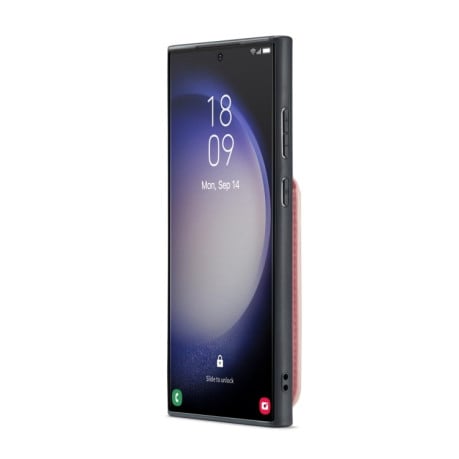 Противоударный чехол Fierre Shann Crazy Horse Card Holder для Samsung Galaxy S24 Ultra 5G - розовый