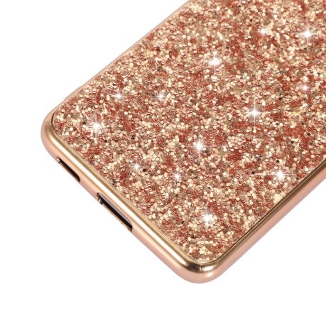 Ударозащитный чехол Glittery Powder на Samsung Galaxy S21 FE - розовое золото