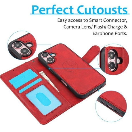 Чохол-книжка Calf Texture 2 in 1 Detachable Magnetic на iPhone 16 - червоний