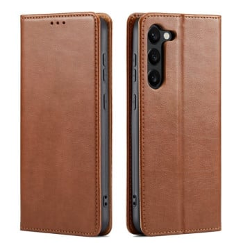 Кожаный чехол-книжка Fierre Shann Genuine leather для Samsung Galaxy S24 5G - коричневый