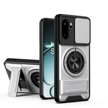 Противоударный чехол Lens Sliding Window Multifunctional Magnetic Shockproof со шторкой камеры на OnePlus 15R 5G / Ace 6 5G — титановый