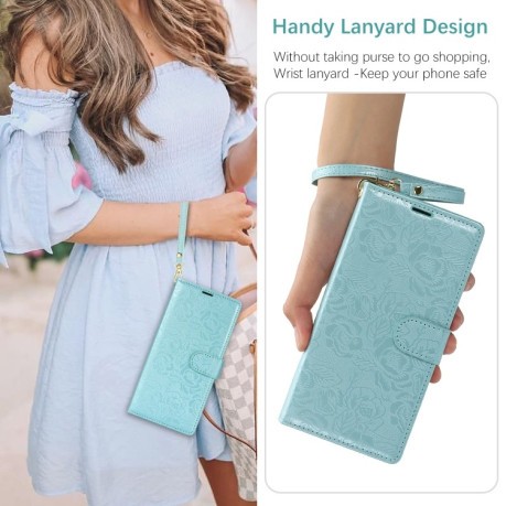 Чехол-книжка Peony Flowers Imprint Leather на Samsung Galaxy A36 - голубой