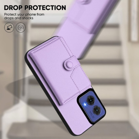 Ударозащитный чехол EU Version Button Card Bag RFID Anti-theft для Motorola Moto G85 - фиолетовый