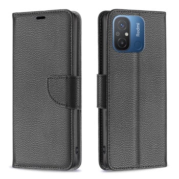 Чохол-книжка Litchi Texture Pure Color на Xiaomi Redmi Poco C55/Redmi 12C/11A- чорний