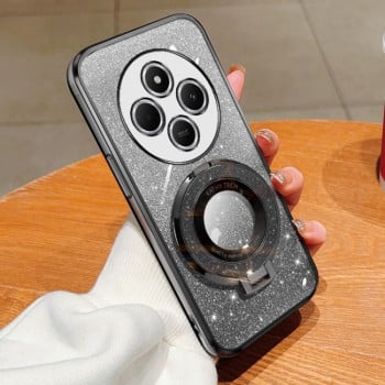 Протиударний чохол Plated Gradient Glitter Round Holder для Xiaomi Redmi 14C 4G/Poco C75/Redmi A4 5G - чорний