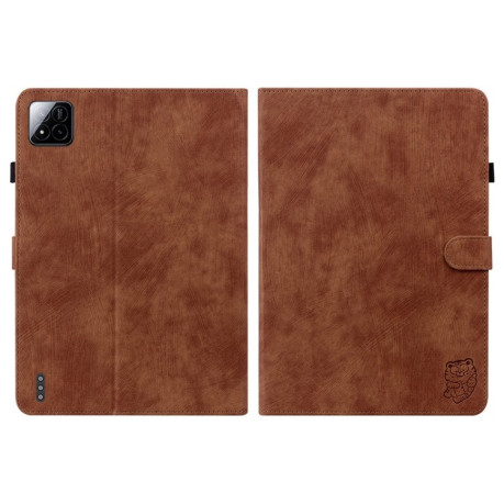Чехол-книжка Embossed Tiger Pattern Leather для Xiaomi Pad 7 / Pad 7 Pro - коричневый