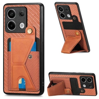 Протиударний чохол Carbon Fiber Wallet для Xiaomi Redmi Note 13 Pro 5G/Poco X6 5G - коричневий