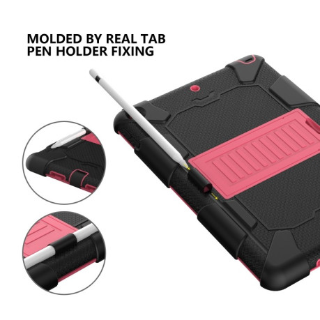 Противоударный чехол Two-Color Silicone Protection с держателем для стилуса на iPad 10.2 - черно-розовый