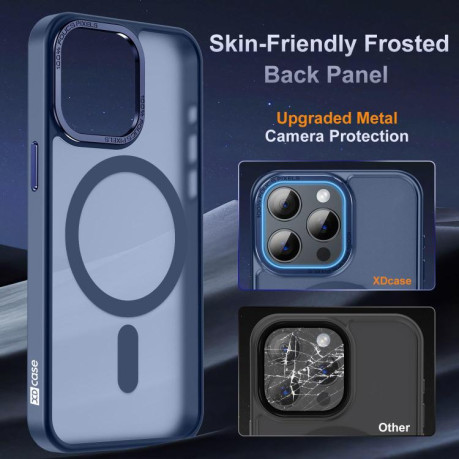 Чохол Xdcase з металевою рамкою камери та функцією MagSafe для iPhone 15 Pro — темно-синій