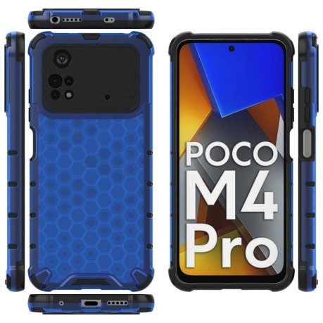 Противоударный чехол Honeycomb на Xiaomi Poco M4 Pro 4G - синий