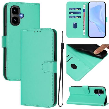 Чехол-книжка с мягким покрытием (Skin Feel) со шнурком на Infinix Smart 10 4G - зеленый