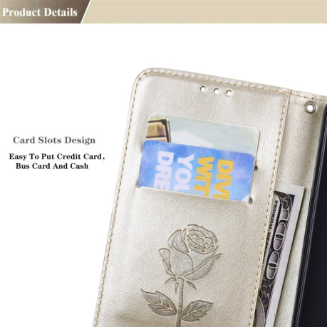 Чехол-книжка Rose Embossed для Redmi Note 11 4G Global / Note 11S - золотой