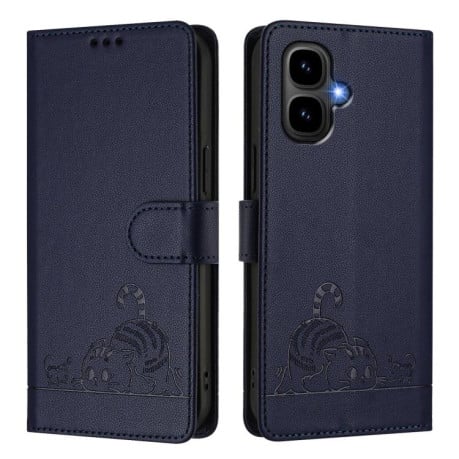 Чехол-книжка с тиснением Cat Rat защитой от сканирования RFID на Infinix Smart 10 4G - синий
