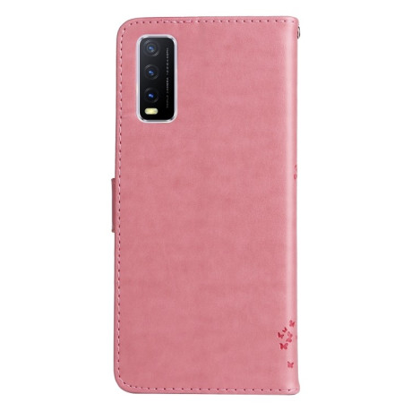 Чехол-книжка Cat Embossing Pattern на Vivo Y11s/Y12A/Y12s/Y20/Y20A/Y20s/Y20G/Y20SG - розовый