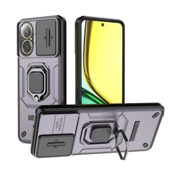 Противоударный чехол Sliding Camshield для Realme C67 4G - фиолетовый