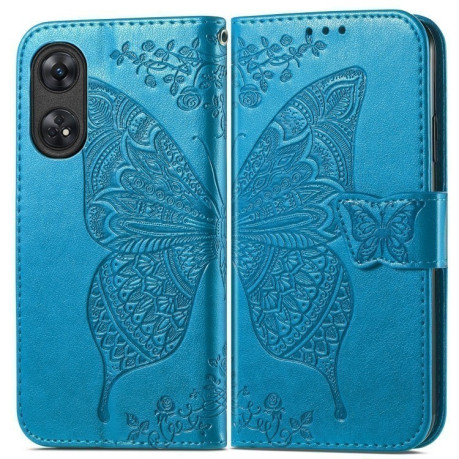Чехол-книжка Butterfly Love Flower Embossed для OPPO Reno8 T 4G - синий