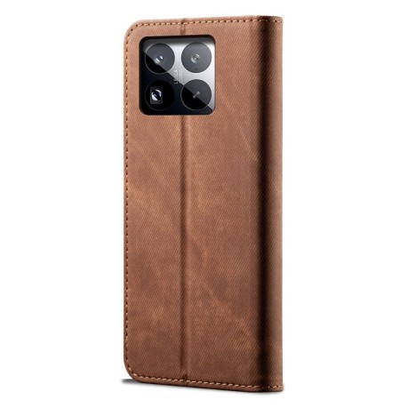 Чехол книжка Denim Texture Casual Style на Xiaomi 15 - коричневый