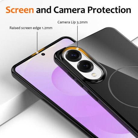 Противоударный чехол Glossy TPU Shockproof MagSafe на Samsung Galaxy S25 Edge 5G - черный
