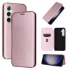 Чехол-книжка Carbon Fiber Texture на Samsung Galaxy S24 5G - розовый