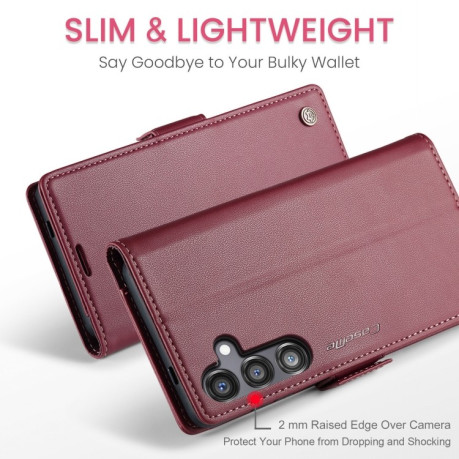 Чехол-книжка CaseMe 023 Butterfly Buckle Litchi Texture RFID Anti-theft Leather для Samsung Galaxy S24 FE 5G - красный