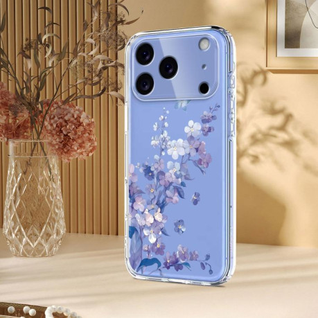 Чехол Flower Pattern Painted для iPhone 17 Pro Max - фиолетовый