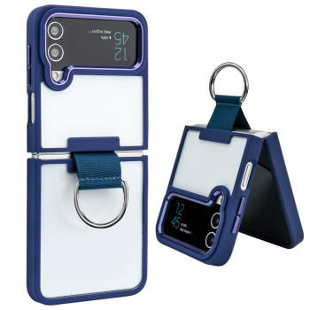 Противоударный чехол Shield with Ring для Samsung Galaxy Flip4 - синий