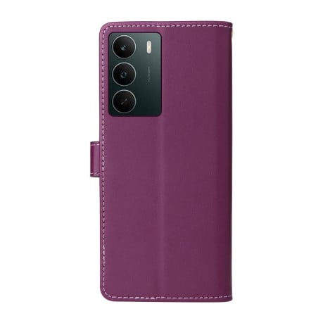 Чехол-книжка Six Card Slots Buckle Leather with Lanyard на Realme C75 - фиолетовый